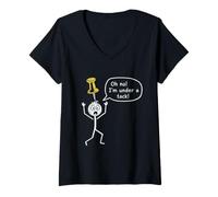 Femme Oh Non ! I'm Under a tack Stickman Stick Figure Graphic Funny T-Shirt avec Col en V
