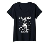 Femme Oh Regarde, C'est Coffee O'Clock Funny Coffee Lover T-Shirt avec Col en V