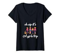 Femme Oh Sip, C'est Un Voyage Entre Filles T-Shirt avec Col en V