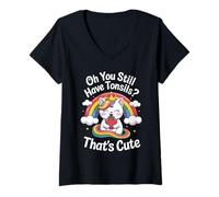 Femme Oh vous avez encore des amygdales ? C'est mignon T-Shirt avec Col en V