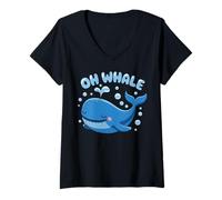 Femme Oh Whale Pun Ocean Orca Sea Aquarium Mignon drôle Animal T-Shirt avec Col en V