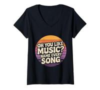 Femme Oh You Like Music Name Every Song Défi Sarcastique - T-Shirt avec Col en V