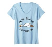 Femme Oie Idiote C'est Bien Je suis Bien Tout va Bien Les Femmes T-Shirt avec Col en V