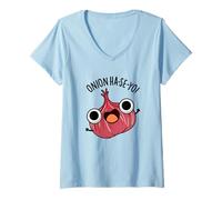 Femme Oignon Ha-se-yo Funny Korean Pun T-Shirt avec Col en V