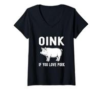Femme Oink Si Vous Aimez Le Porc Porc rôti Barbecue Barbecue cuit T-Shirt avec Col en V
