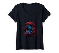 Femme Oiseau D'Astronaute Dans Des œuvres D'Art Numérique à Casque T-Shirt avec Col en V