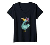 Femme Oiseau Dodo avec Chapeau T-Shirt avec Col en V