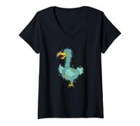 Femme Oiseau Dodo avec Lunettes et Livre T-Shirt avec Col en V