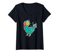 Femme Oiseau Dodo d'Afrique Maurice T-Shirt avec Col en V