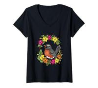 Femme Oiseau du Connecticut avec Mirabilis T-Shirt avec Col en V