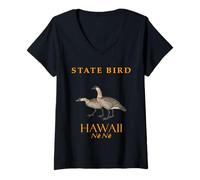 Femme Oiseau du territoire d'Hawaï l'Oie Nene T-Shirt avec Col en V