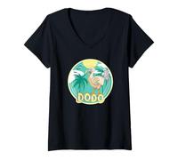 Femme Oiseau éteint Dodo sur Une Plage Tropicale T-Shirt avec Col en V