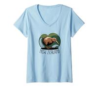 Femme Oiseau Kiwi Nouvelle-Zélande T-Shirt avec Col en V