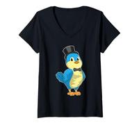 Femme Oiseau Marié Haut-de-Forme Mariage T-Shirt avec Col en V