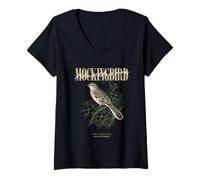 Femme Oiseaux moqueurs du Nord Vintage Observation des Oiseaux Amour T-Shirt avec Col en V