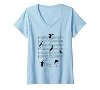 Femme Oiseaux Musique Oiseaux Note Clef Musicien T-Shirt avec Col en V
