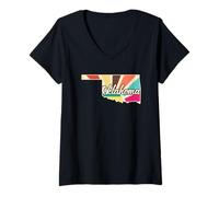 Femme Oklahoma Art rétro coloré de l'État de l'Oklahoma T-Shirt avec Col en V