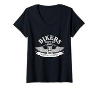 Femme Old Biker Motorcycling Bikers Don't Go Gray We Turn Chrome T-Shirt avec Col en V