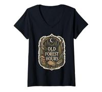 Femme Old Forest Hours forêt fougères T-Shirt avec Col en V