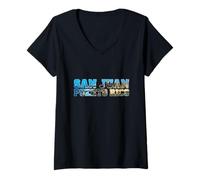 Femme Old San Juan Paysage Skyline Inside Bold Letters T-Shirt avec Col en V