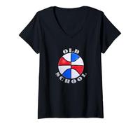 Femme Old School - Basketball rétro - Broderie T-Shirt avec Col en V