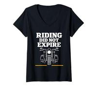 Femme Old School Biker Veteran Rider Expérimenté Moto Life T-Shirt avec Col en V