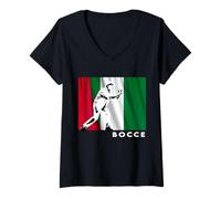 Femme Old School Pocce Boccia Lawn Bowling Italian Boule Masters T-Shirt avec Col en V