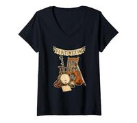 Femme Old Time Tune Banjo Violon Session Folk T-Shirt avec Col en V