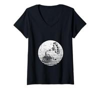 Femme Oldschool Rétro Vintage Gramophone Mélomane Phonographe T-Shirt avec Col en V