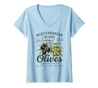 Femme Olives Mediterranean Farm 100% Fresh Olive Oil Lover Pride T-Shirt avec Col en V