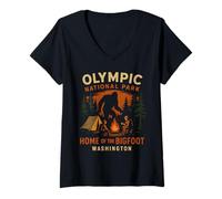 Femme Olympic National Park Home of The Bigfoot Washington T-Shirt avec Col en V
