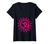 Femme Om Mandala: Peace, Harmony and Spiritual Connection T-Shirt avec Col en V