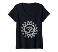Femme Om Mandala: Peace, Harmony and Spiritual Connection T-Shirt avec Col en V