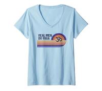Femme Om Symbole Coucher de Soleil Vintage Rétro Hommes Real Do Yoga T-Shirt avec Col en V