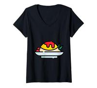 Femme Omelette Omurice Omuraisu T-Shirt avec Col en V