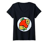 Femme Omelette Omurice Omuraisu T-Shirt avec Col en V