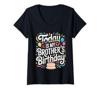 Femme OMG, C'est l'anniversaire de Mon frère T-Shirt avec Col en V
