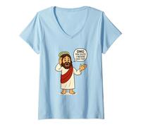 Femme OMG Guys I Never Said That Jesus Meme Funny Chistian Humor T-Shirt avec Col en V