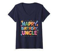 Femme OMG It's My oncle's Birthday Happy to Him and Oncle T-Shirt avec Col en V