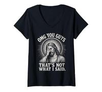 Femme OMG, Les Gars, ce n'est Pas ce Que J'Ai Dit : Religious Jesus Meme T-Shirt avec Col en V