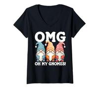 Femme OMG Oh mes gnomes ! T-Shirt avec Col en V