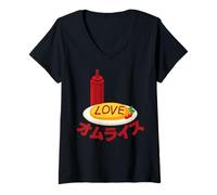 Femme Omurice - Omelette de Riz Japonaise T-Shirt avec Col en V