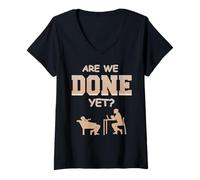 Femme on A Fini ? Humour pour Bureau École Ou Thérapie T-Shirt avec Col en V
