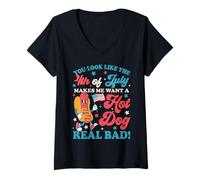 Femme On dirait que le 4 juillet me donne vraiment envie d'un hot dog T-Shirt avec Col en V