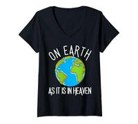Femme on Earth As It is in Heaven Science Professeur de Foi chrétienne T-Shirt avec Col en V