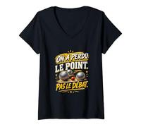Femme on Joue comme on Peut on Commente comme des Pros Pétanque T-Shirt avec Col en V