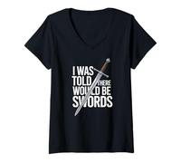 Femme on m'a Dit qu'il y aurait des épées T-Shirt avec Col en V