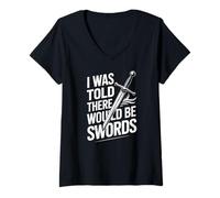 Femme on m'a Dit qu'il y aurait des épées T-Shirt avec Col en V