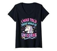 Femme on m'a Dit qu'il y aurait des Licornes T-Shirt avec Col en V