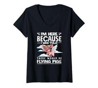 Femme on m'a Dit qu'il y aurait Flying Pigs Aviator T-Shirt avec Col en V